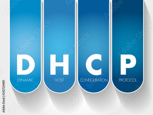 DHCP - Dynamic Host Configuration Protocol acronym, technology concept background