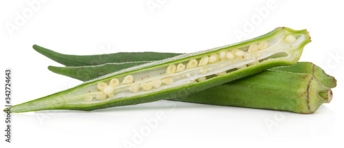 Cuadro en lienzo Fresh young okra Vegetable  Fruit set isolated healthy fresh fruit top view vegetable agri nature isolated on a white background