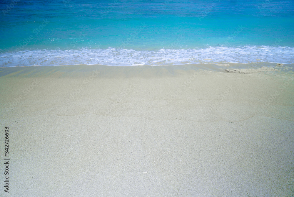 Small wave, Soft wave on sand beach for opening video, text space. white sand beach, Ocean Wave On Sandy Beach