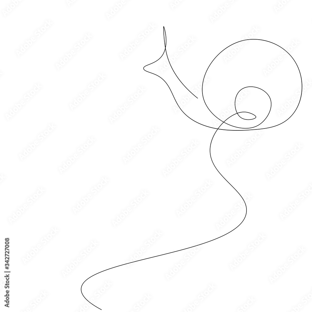 Snail silhouette line drawing, vector illustration Snail silhouette line drawing, vector illustration