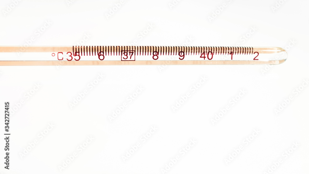 Mercury thermometer on a white background Mercury thermometer on a white background