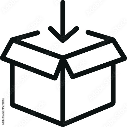 Into the box - putting something in a package icon - symbol of package