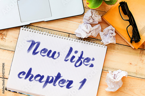 New life: chapter 1 on open notebook photo