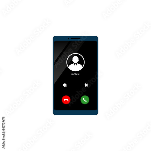 Mobile call screnn template. Incoming phone call. The smartphone icon flat on an isolated white background. EPS 10 vector