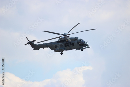 
Military helicopter during the flight