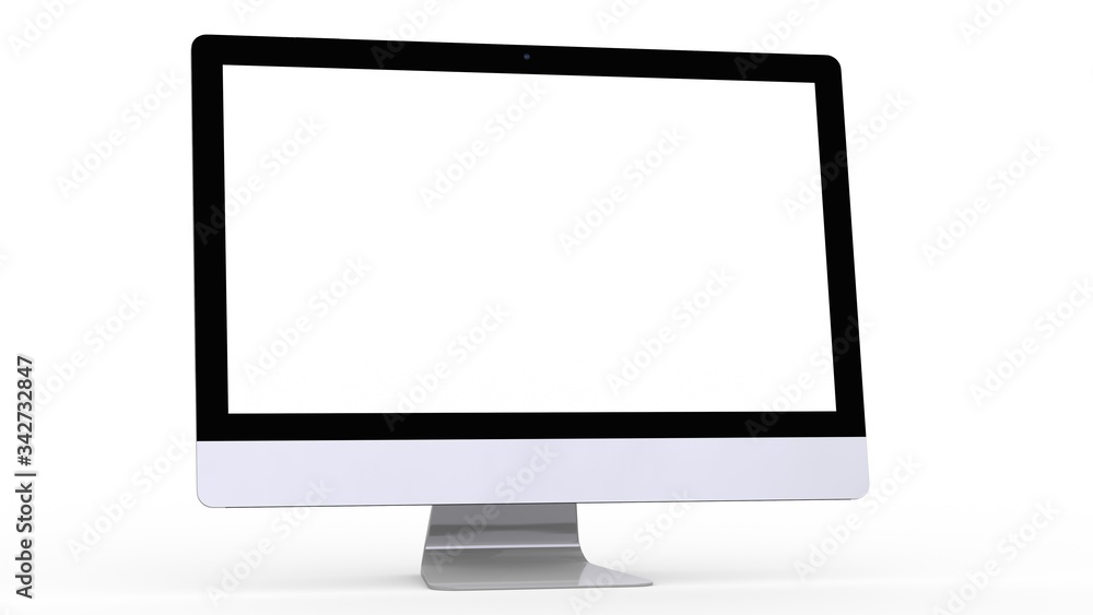 flat monitor white screen computer, pc display digital illustration screen and slim 3d flat monitor white screen computer, pc display digital illustration screen and slim 3d