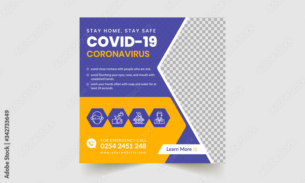 Fototapeta premium Medical health banner about coronavirus, social media post banner or Web banner Template And Flyer