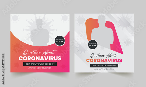 Medical health banner about coronavirus, social media post banner  or Web banner Template And Flyer