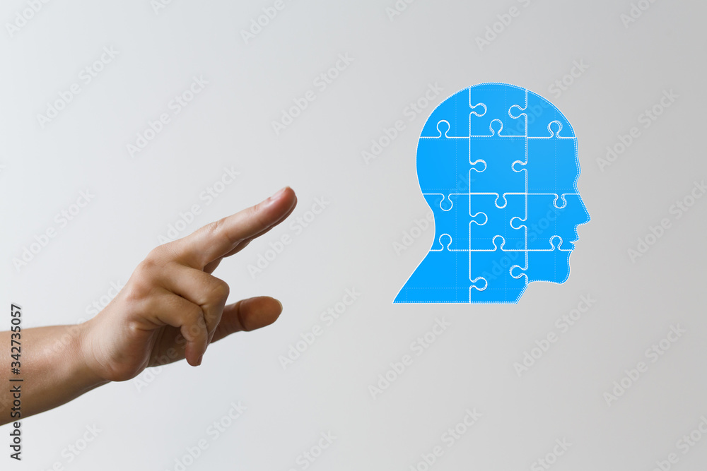 head with symbol neurons in brain. head with symbol neurons in brain.
