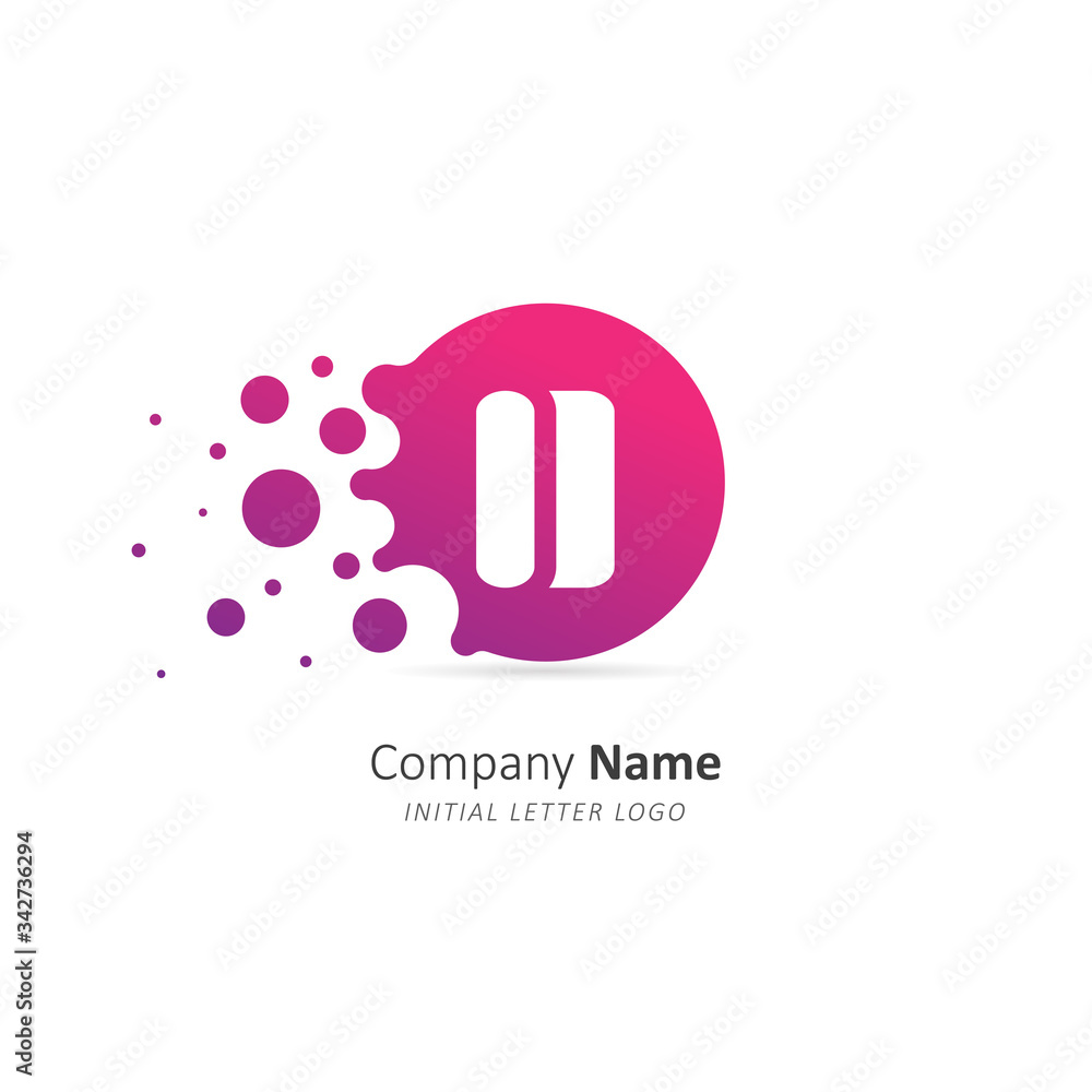 Initial letter D Logo with a lot of dots. Design vector splash dots logo for company. Illustration template Initial letter D Logo with a lot of dots. Design vector splash dots logo for company. Illustration template