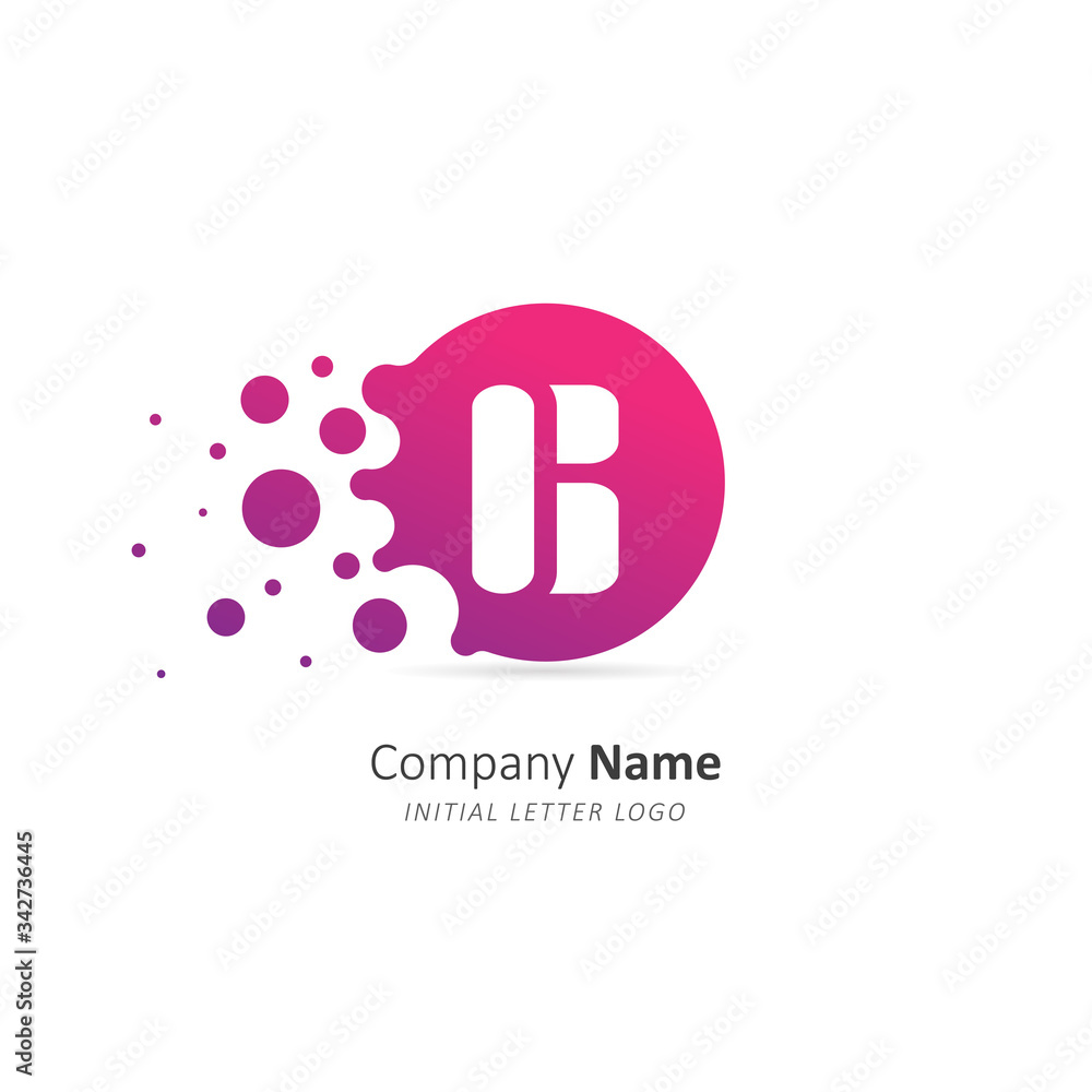 Initial letter B Logo with a lot of dots. Design vector splash dots logo for company. Illustration template