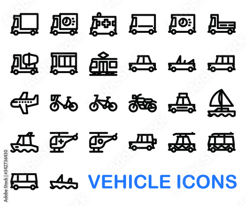 Fototapeta Naklejka Na Ścianę i Meble -  vehicle line icons pixel perfect bold stroke, set bundle