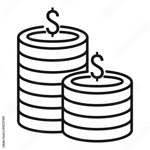 Millionare coins stack icon. Outline millionare coins stack vector icon for web design isolated on white background