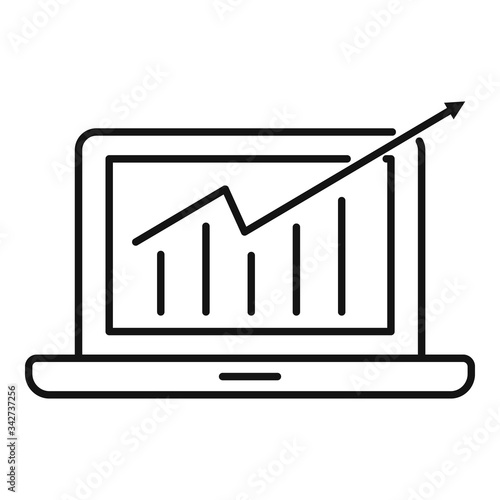 Laptop millionaire chart icon. Outline laptop millionaire chart vector icon for web design isolated on white background