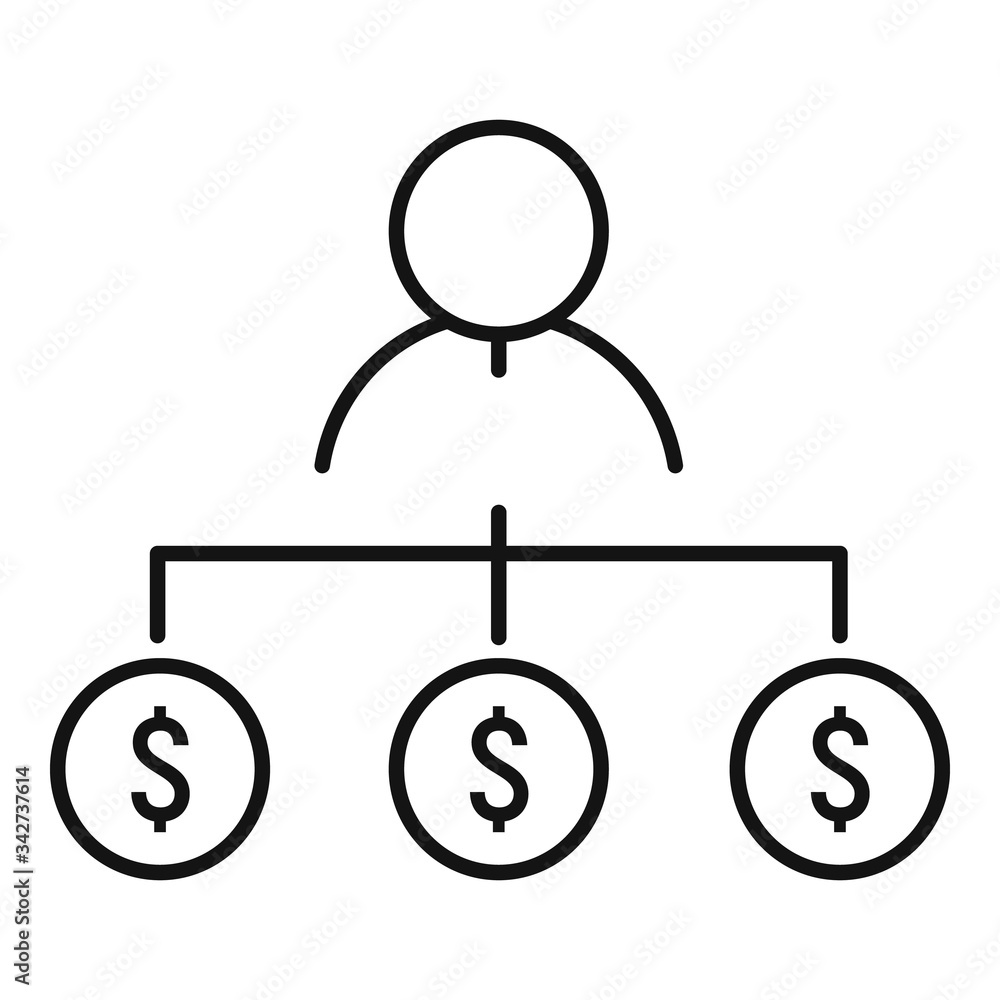 Money scheme millionaire icon. Outline money scheme millionaire vector icon for web design isolated on white background Money scheme millionaire icon. Outline money scheme millionaire vector icon for web design isolated on white background
