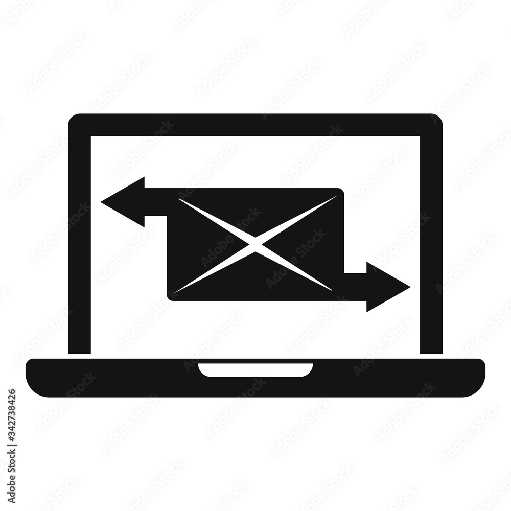 Campaign laptop letter icon. Simple illustration of campaign laptop letter vector icon for web design isolated on white background Campaign laptop letter icon. Simple illustration of campaign laptop letter vector icon for web design isolated on white background