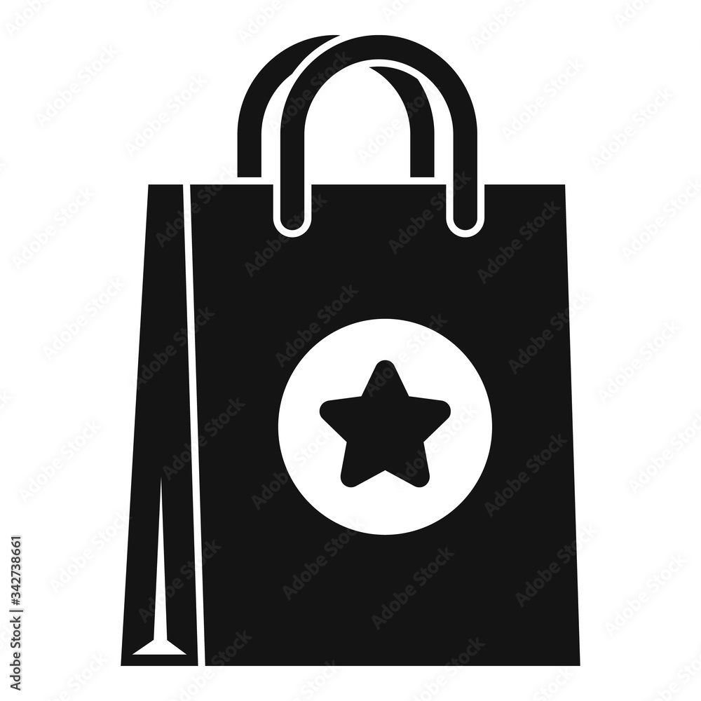 Advertising paper bag icon. Simple illustration of advertising paper bag vector icon for web design isolated on white background Advertising paper bag icon. Simple illustration of advertising paper bag vector icon for web design isolated on white background
