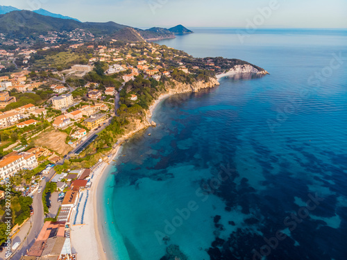 ghiaie beach in elba island at sunrise photo