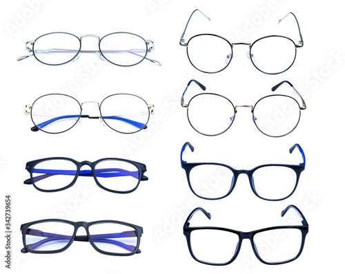 blue eye glasses lsolated on white 