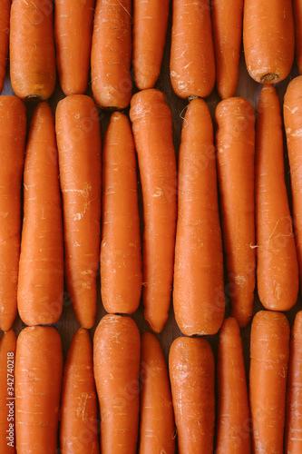 Organic carrots as texture and background. Top view.  Organic and healthy food.  