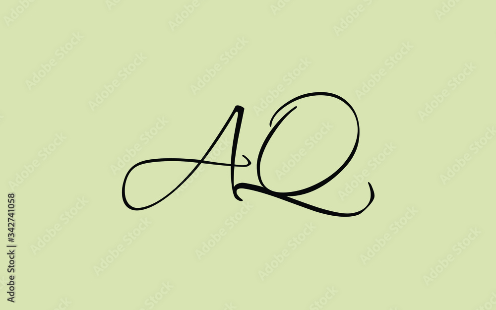 AQ or QA and A, Q Uppercase Cursive Letter Initial Logo Design, Vector Template AQ or QA and A, Q Uppercase Cursive Letter Initial Logo Design, Vector Template