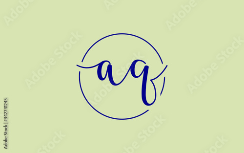aq or qa and a, q Lowercase Cursive Letter Initial Logo Design, Vector Template