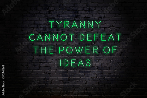 Bild auf Leinwand Wise quote. Neon inscription against brick wall