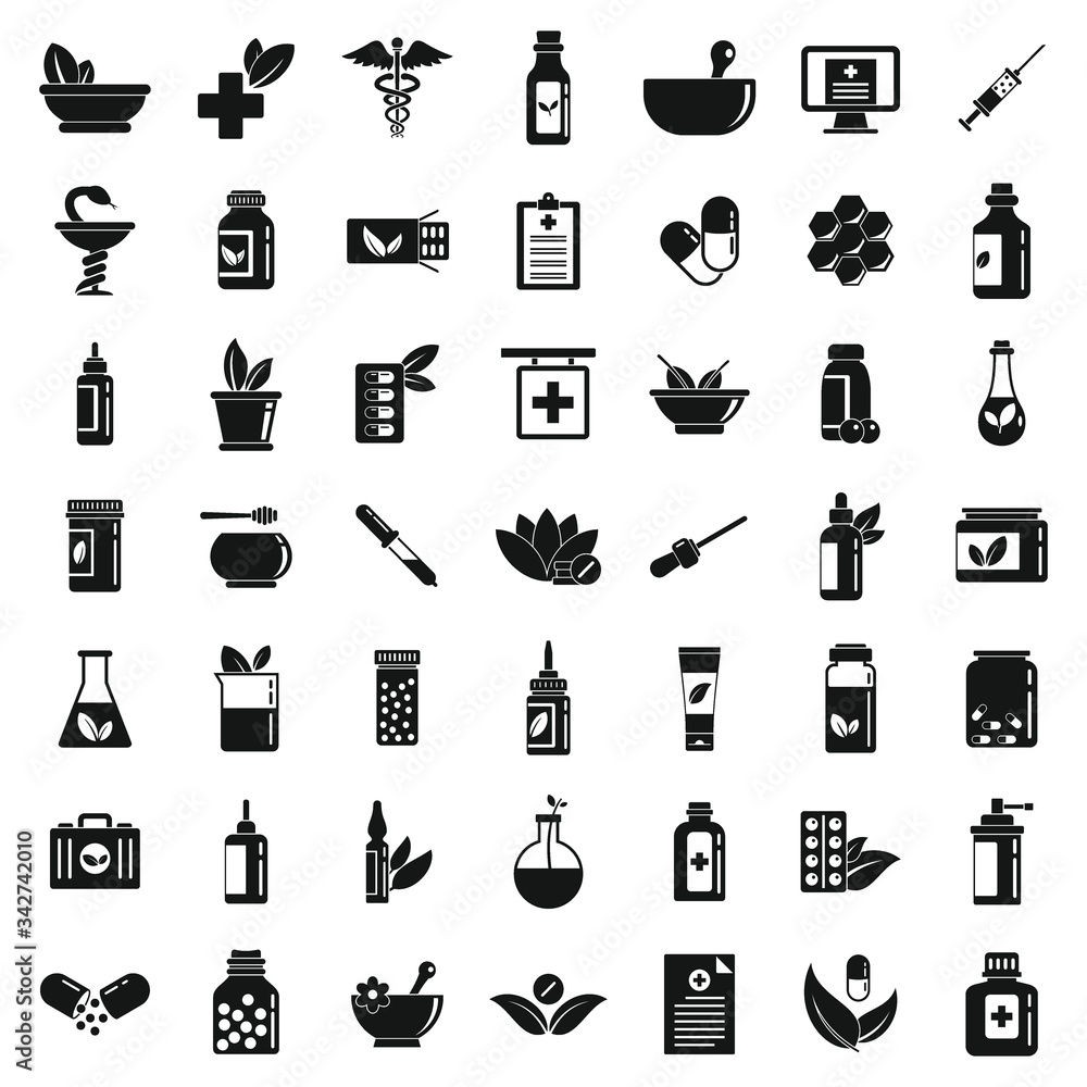 Fototapeta premium Homeopathy icons set. Simple set of homeopathy vector icons for web design on white background