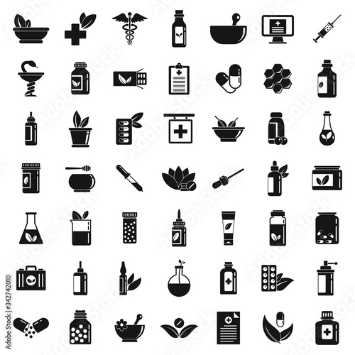 Homeopathy icons set. Simple set of homeopathy vector icons for web design on white background