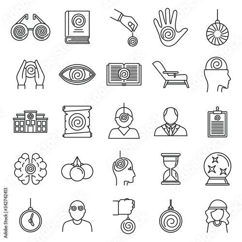 Hypnosis health icons set. Outline set of hypnosis health vector icons for web design isolated on white background