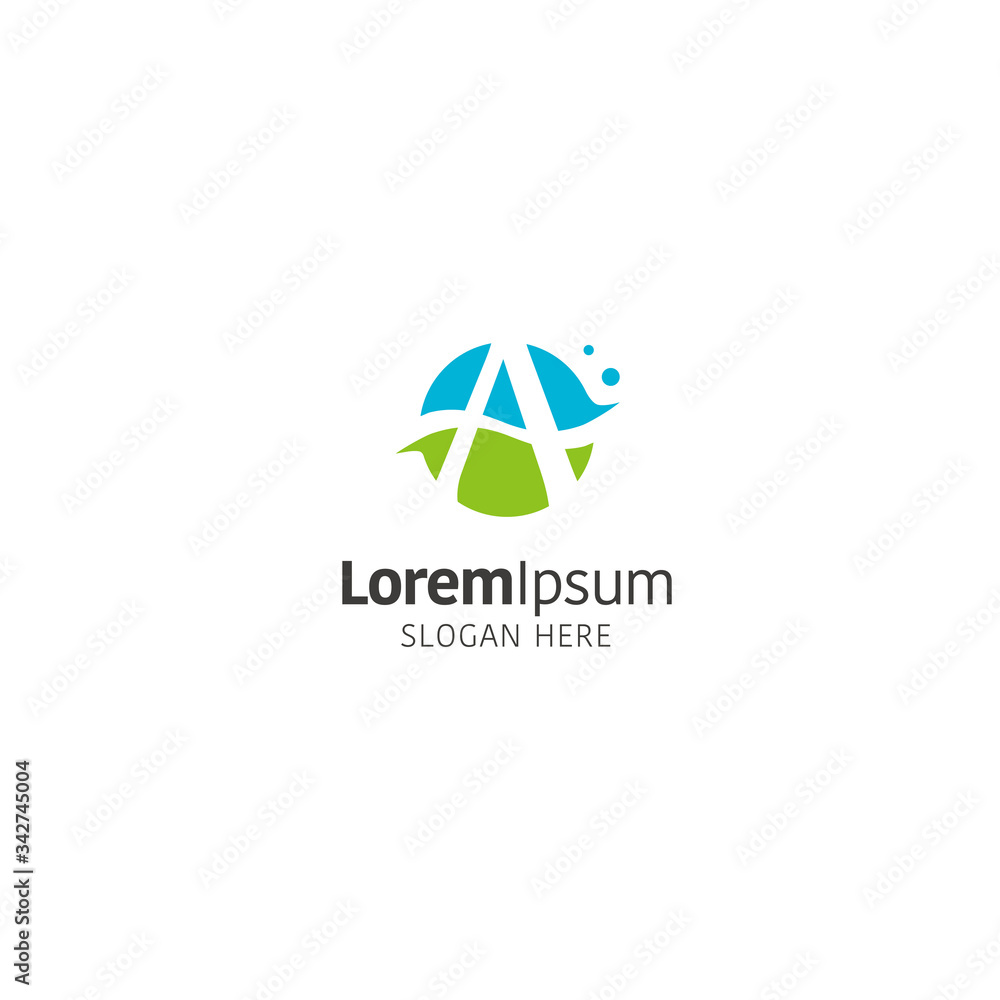 Letter A round logo design template on white Letter A round logo design template on white