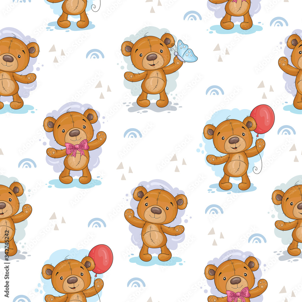 Cute seamless pattern with funny teddy bear. vector illustration Cute seamless pattern with funny teddy bear. vector illustration