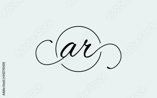 ar or ra and a, r Lowercase Cursive Letter Initial Logo Design, Vector Template