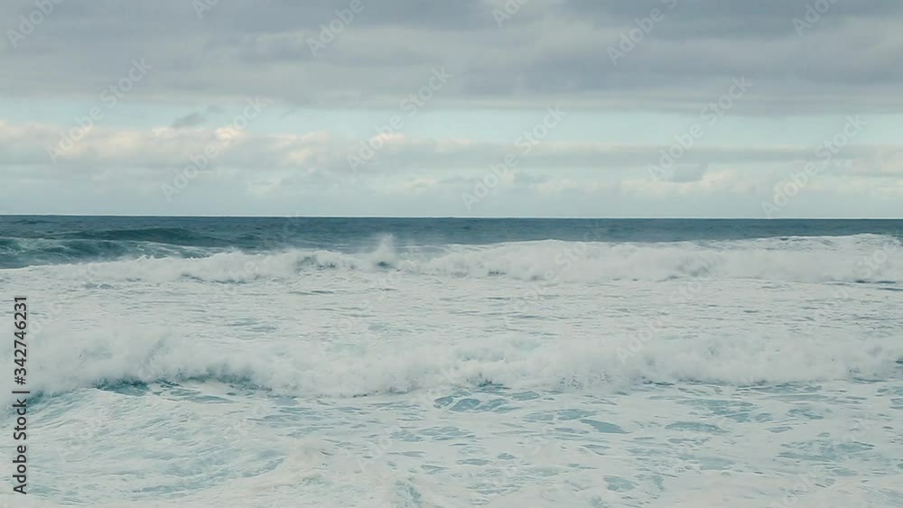 The waves with sea water come abundantly towards the shore. The sound of seawater waves.