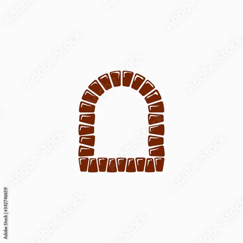 simple brick arch vector design template , pizza oven . pizza stove template . vintage traditional arch vector