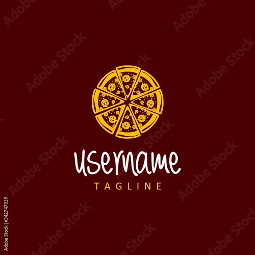 circle pizza logo design inspiration . simple pizza logo design template . pizza top view logo design