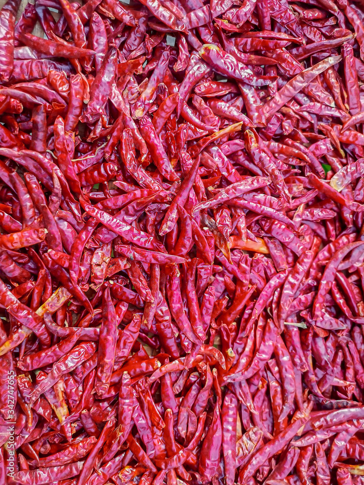 Selective focus dried red chili background. Selective focus dried red chili background.