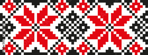 Ethnic traditional seamless pattern. Embroidery on fabric. Patchwork texture. Weaving. Folk motif.