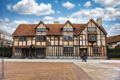 STARTFORD-UPON-AVON, UK-26 December 2014: Classic Shakespeare's Birthplace is a restored 16th-century half-timbered house situated in Henley Street, Stratford-upon-Avon, Warwickshire, England UK. photo