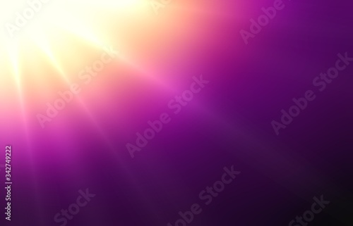 Sun shine pattern on purple vibrant empty background. Rays bright. Fantastic sky.