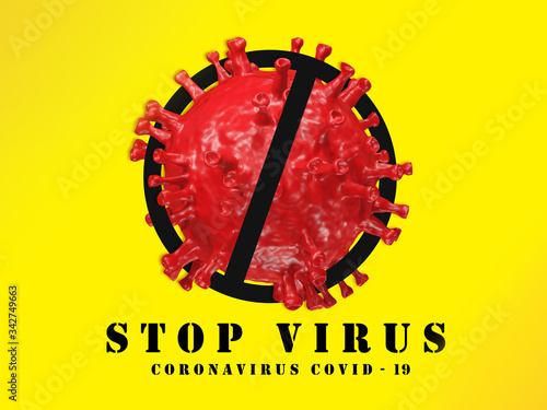 No virus and stop coronavirus concept.3d rendering