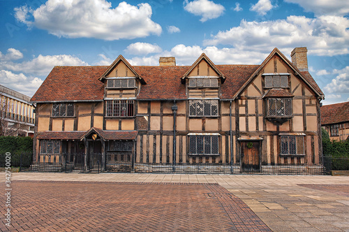 STARTFORD-UPON-AVON, UK-26 December 2014: Classic Shakespeare's Birthplace is a restored 16th-century half-timbered house situated in Henley Street, Stratford-upon-Avon, Warwickshire, England UK.