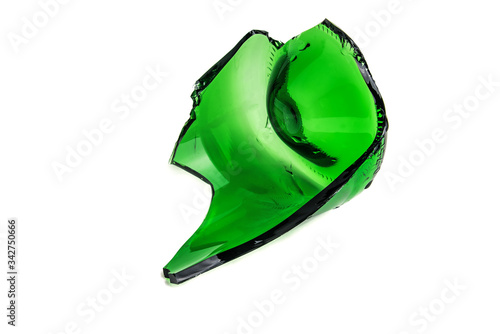 Photography piece of broken bottle on white