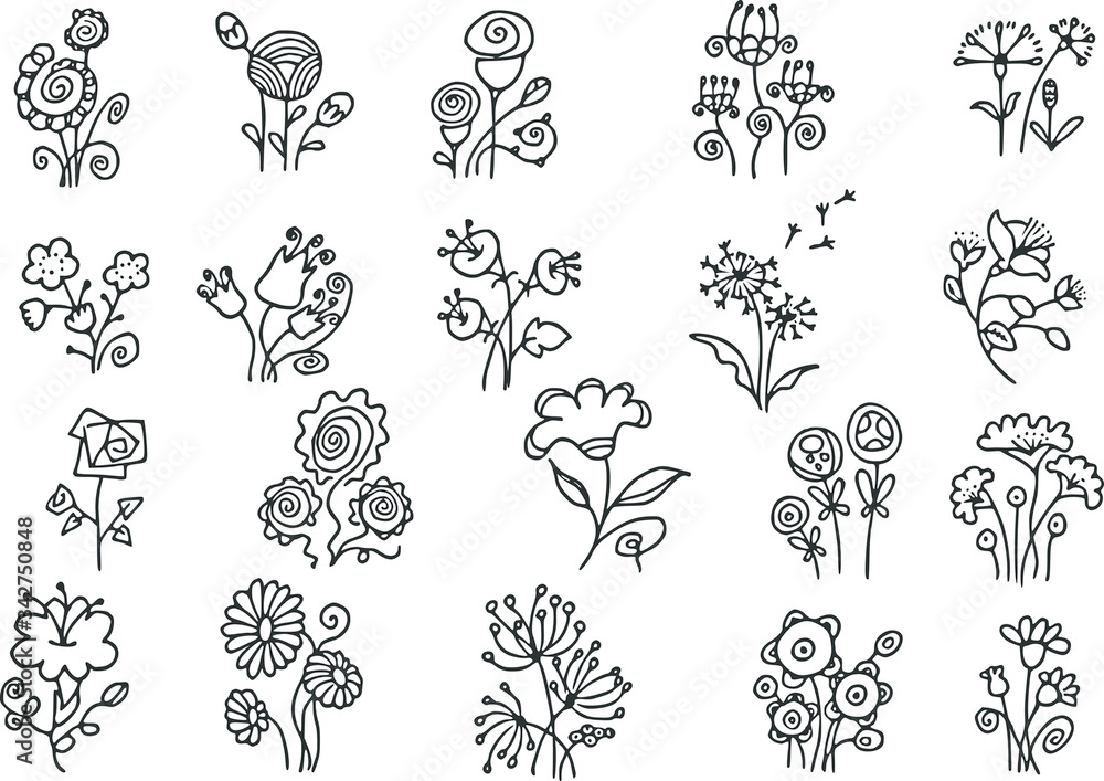 vectors drawing a lot of beautiful flowers 