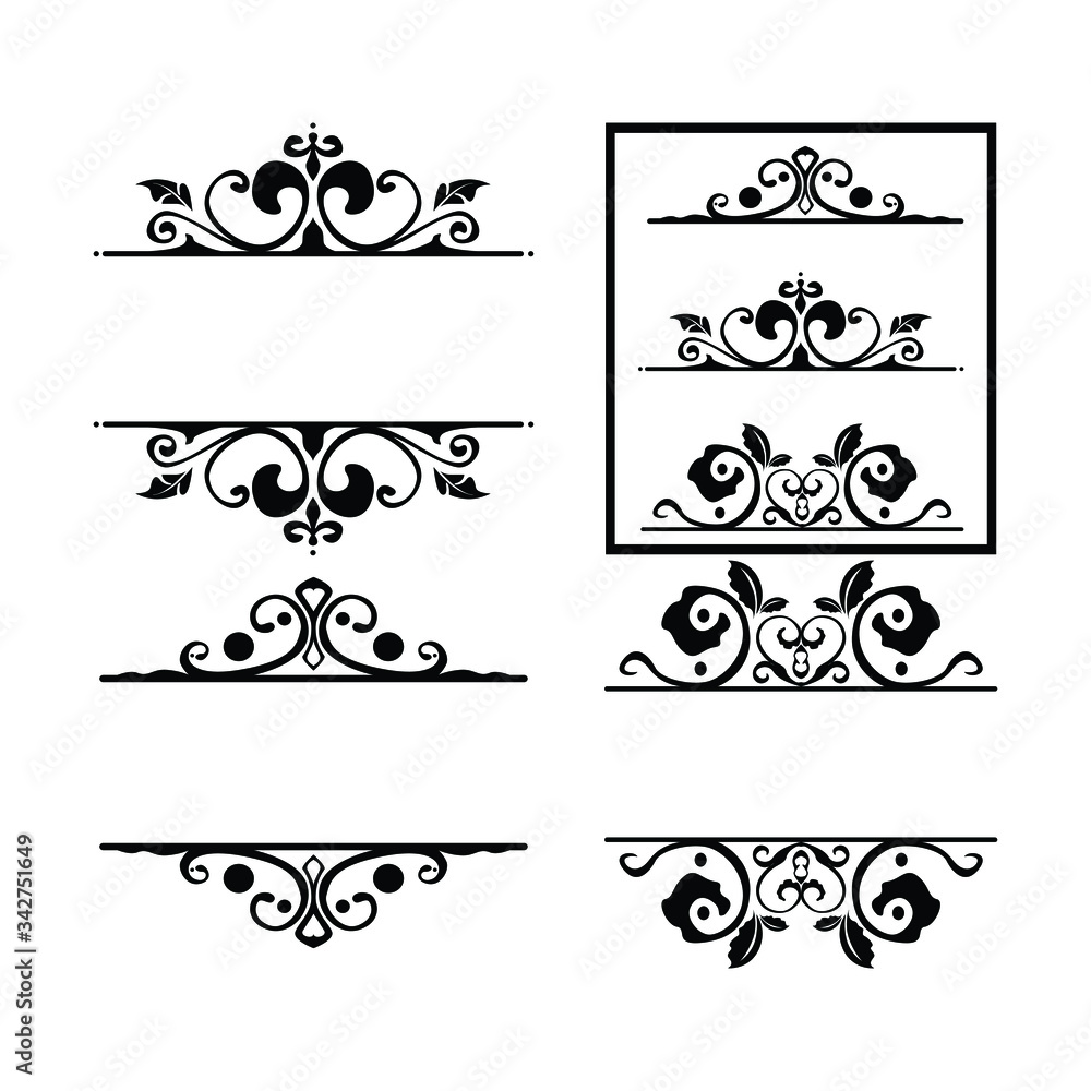 Vector Design of Decorative Border Elements in Black