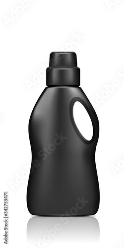 Realistic Black Laundry Detergent Bottle Mockup isolated on white background
