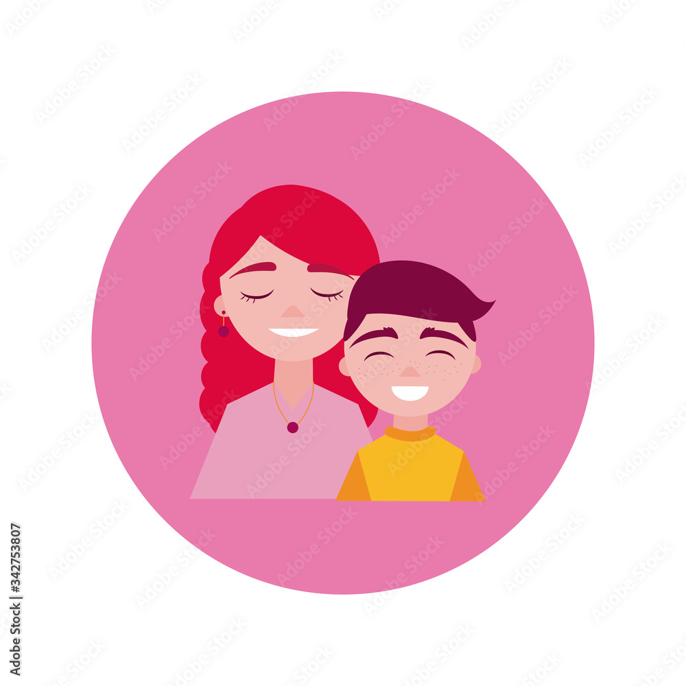 mother day mom and son characters block and flat style mother day mom and son characters block and flat style