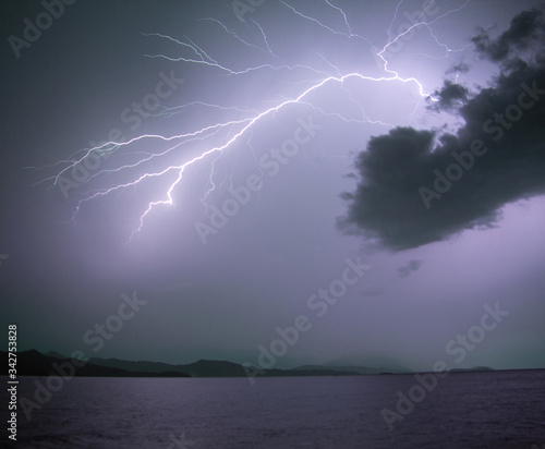 lightning strikes over haitian coast