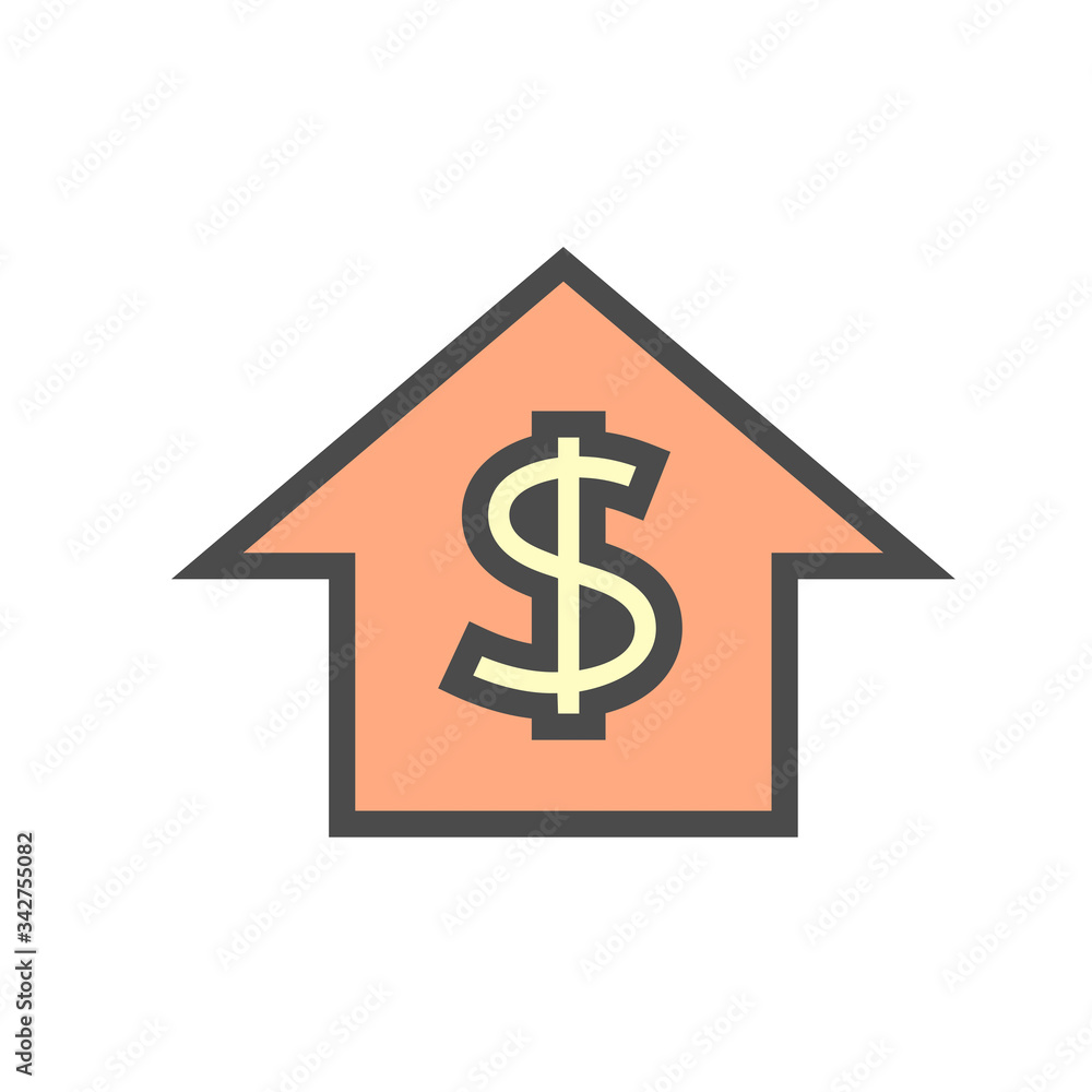Home for sale and investment vector icon design on white. Home for sale and investment vector icon design on white.