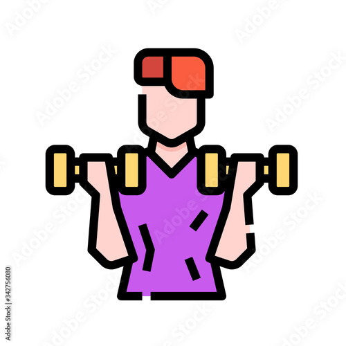 Workout man avatar wellness exercise dumbbell icon